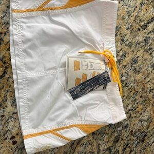 Y2K White Swim skirt with Yellow Accent